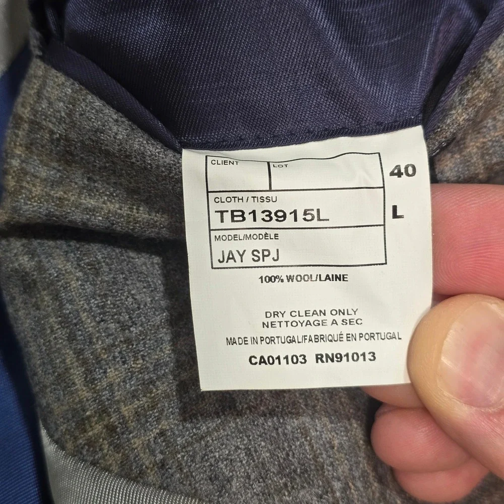 Ted Baker London Jay SPJ Mens 40L Grey Glen Plaid 100% Wool Blazer Sport Coat